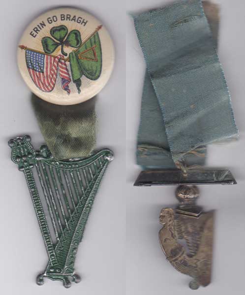 Circa 1880-1900 Irish political badges including "Erin go Bragh" button at Whyte's Auctions