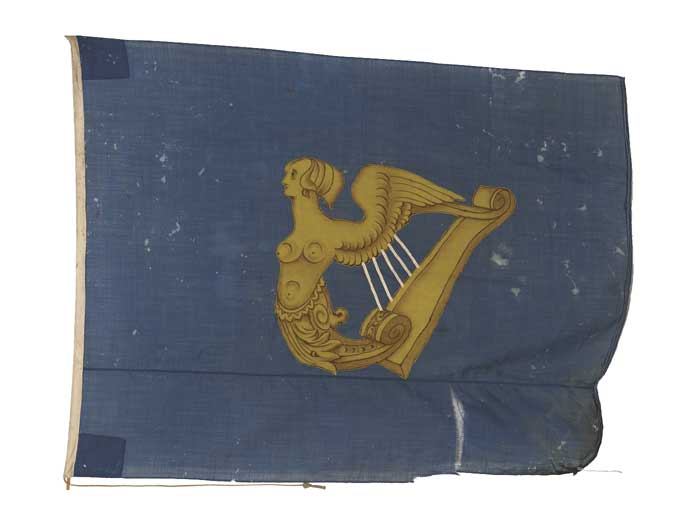 19th Century Irish Flag - Gold Harp on light blue at Whyte's Auctions