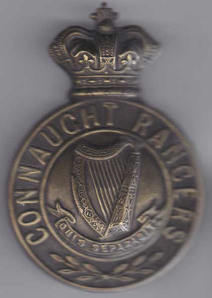 Connaught Rangers large badge, also Royal Irish Fusiliers large buttons (6) at Whyte's Auctions