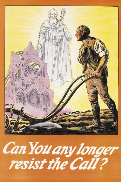 1914-18. Irish recruiting poster for the British Army - "Can you any longer resist the call" at Whyte's Auctions