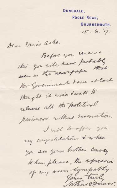 1917 (January-May) series of letters to Nora Ashe while Thomas was imprisoned at Whyte's Auctions