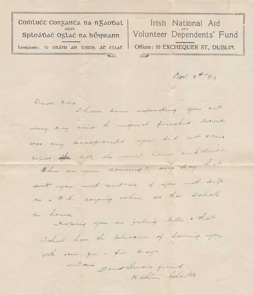 1917 (5,9 November) letters to Nora Ashe from Kathleen Clarke and Madge Daly at Whyte's Auctions