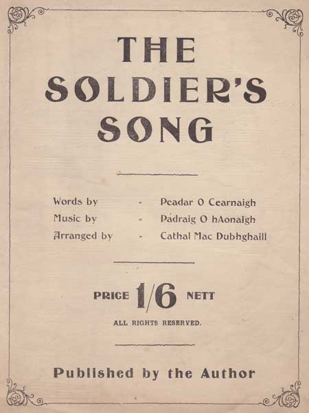 Circa 1918 The Soldiers song by Peadar Kearney at Whyte's Auctions