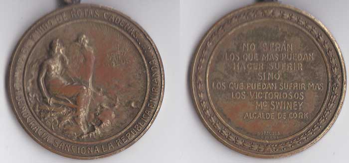 1920. A rare Spanish language medal commemorating Terence MacSwiney at Whyte's Auctions