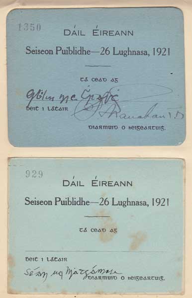 1921 (26 June). The Second Dil. Collection of Admission Tickets at Whyte's Auctions