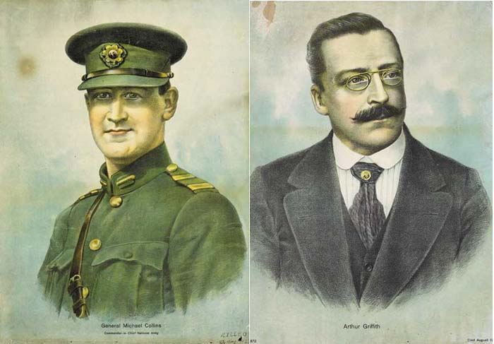1922. Contemporary Poster Portraits of Michael Collins and Arthur Griffith at Whyte's Auctions