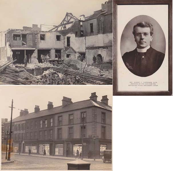 1920s Belfast Riots, destroyed and boarded up houses and shops at Cromac Street area, large photographs at Whyte's Auctions