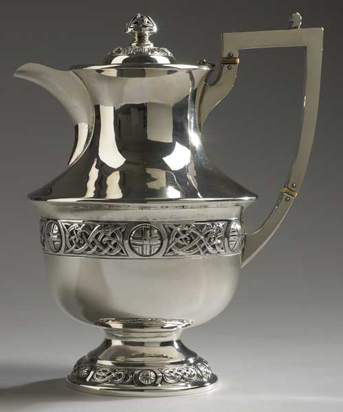 Celtic Revival silver coffee pot by Edmund Johnston at Whyte's Auctions