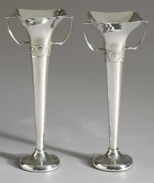 Celtic Revival pair of silver candlesticks by Edmund Johnson at Whyte's Auctions
