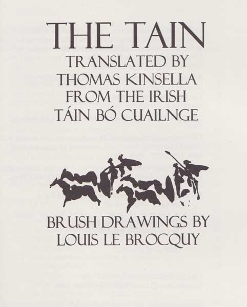 The Tain (illustrated by Louis le Brocquy) by Thomas Kinsella  at Whyte's Auctions