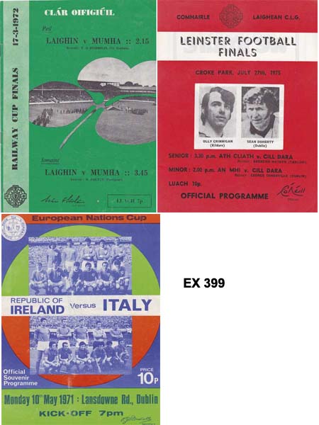 1970-1987 Collection of GAA (23), Rugby (3), and soccer (4) programmes at Whyte's Auctions