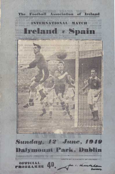 1949-57 Irish Soccer internationals programmes, including 1949 v. Spain, 1951 v. Gold Coast etc. at Whyte's Auctions