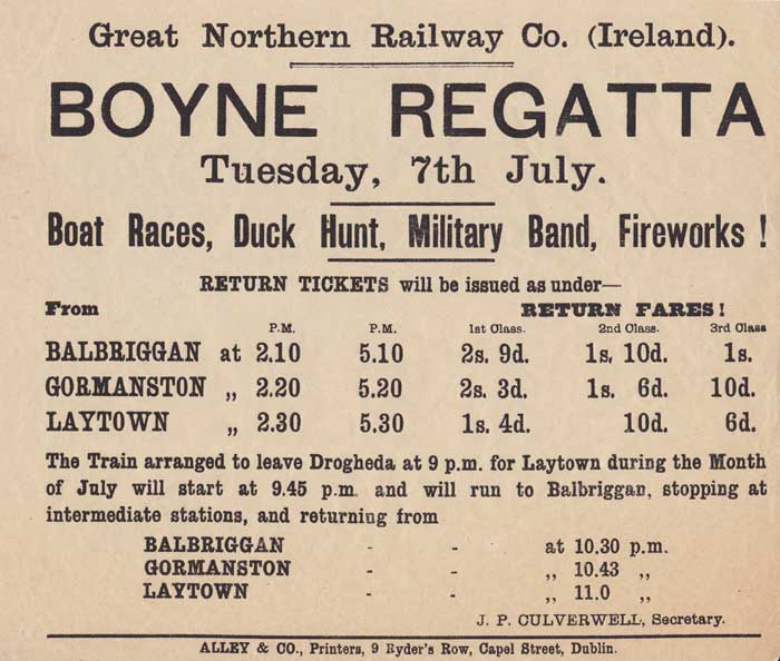 Circa 1900 Great Northern Railway (Ireland) Boyne Regatta small poster at Whyte's Auctions