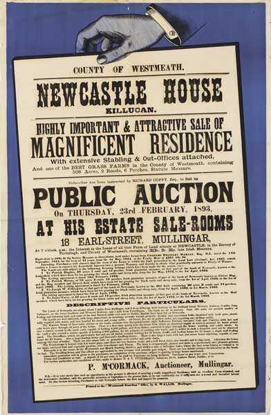 1893 (23 February) Poster Newcastle House, Killucan. Public Auction by P. McCormack, Mullingar at Whyte's Auctions