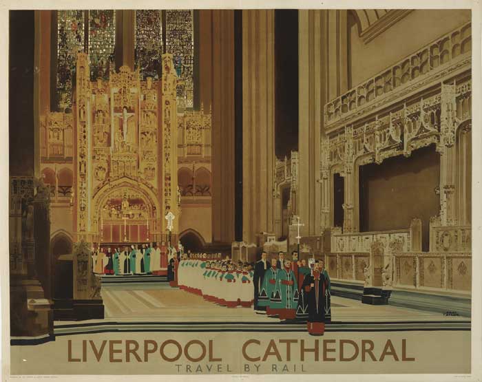 1935 London and North Eastern Railway "Liverpool Cathedral" poster by Fred Taylor at Whyte's Auctions