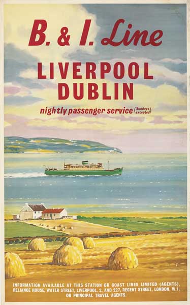 1950's B & I Line "Liverpool - Dublin" poster by "D.S" at Whyte's Auctions