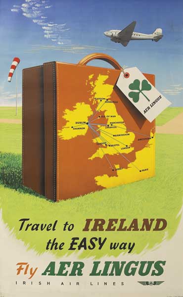 1953 Poster: Travel to Ireland the Easy Way, Fly Aer Lingus Irish Air Lines at Whyte's Auctions