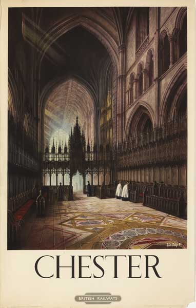 1953 British Railways Chester Cathedral poster by Felix Kelly at Whyte's Auctions