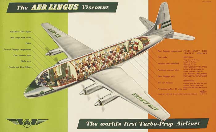 1954 Poster: The Aer Lingus Viscount at Whyte's Auctions