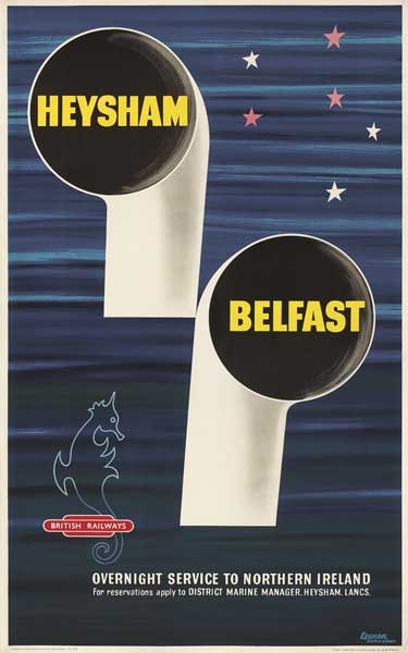 1955 British Railways "Heysham Belfast Overnight Service" poster by Keenan, Studio Seven at Whyte's Auctions