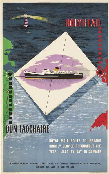 1955 British Railways "Holyhead - Dun Laoghaire" poster by John Barker at Whyte's Auctions