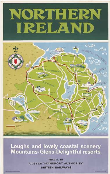 1962 British Railways "Northern Ireland" map poster (possibly by Daphne Padden) at Whyte's Auctions