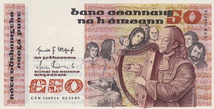 Central Bank of Ireland Series "B" Fifty Pounds, "Carolan" 01.11.82 at Whyte's Auctions