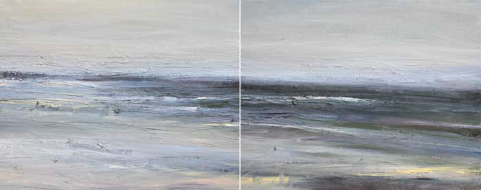 SPRING EVENING SHORELINE, SLIGO, 2001 (DIPTYCH) by Mary Lohan (b.1954) (b.1954) at Whyte's Auctions
