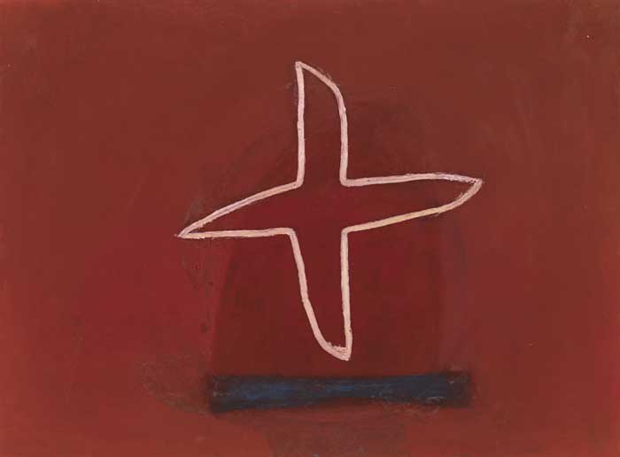 ABSTRACT CROSS ON RED GROUND, 1993 by Ivy Hill  at Whyte's Auctions