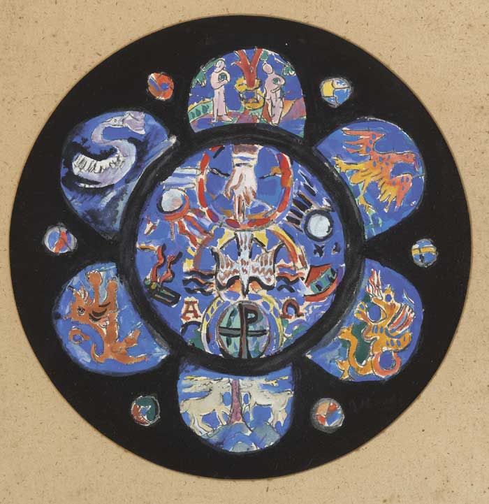 CREATION - ORIGINAL DESIGN FOR ROSE WINDOW, LOUGHREA CATHEDRAL, COUNTY GALWAY by Evie Hone HRHA (1894-1955) at Whyte's Auctions