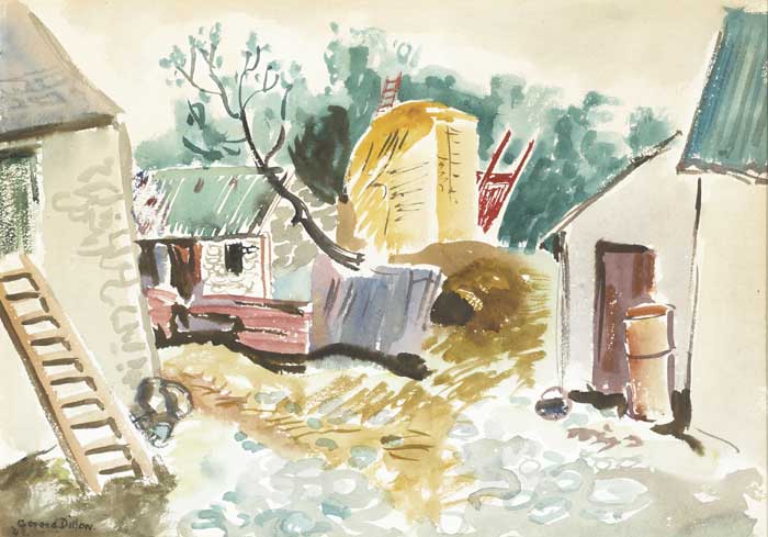 FARMYARD WITH HAYRICK, 1949 by Gerard Dillon (1916-1971) at Whyte's Auctions