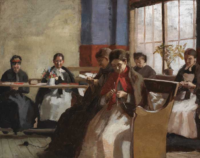 A GROUP KNITTING, c.1882 by Sarah Henrietta Purser HRHA (1848-1943) at Whyte's Auctions