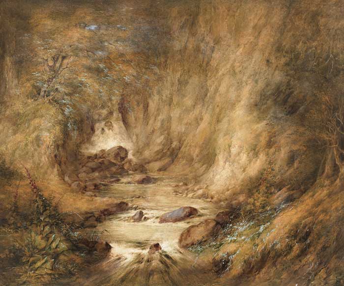 FOREST GLADE WITH WATERFALL by Edwin Hayes RHA RI ROI (1819-1904) at Whyte's Auctions