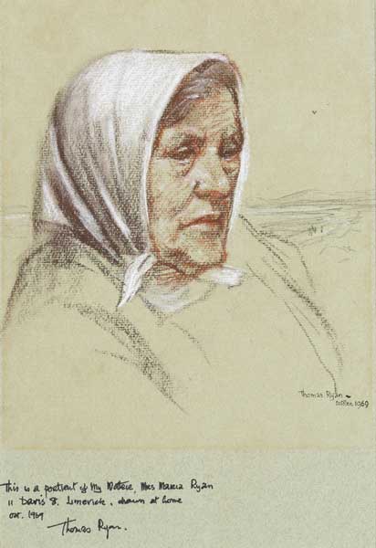 PORTRAIT OF THE ARTIST'S MOTHER, MRS. MARIA RYAN, OCTOBER, 1969 by Thomas Ryan PPRHA (1929-2021) at Whyte's Auctions