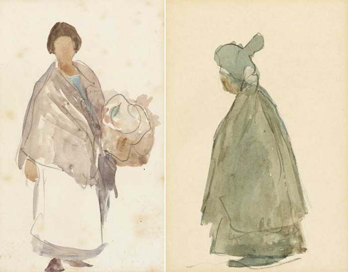 SKETCH OF A DUBLIN WOMAN and DUBLIN FLOWER GIRL (A PAIR) by Michael Healy (1873-1941) (1873-1941) at Whyte's Auctions