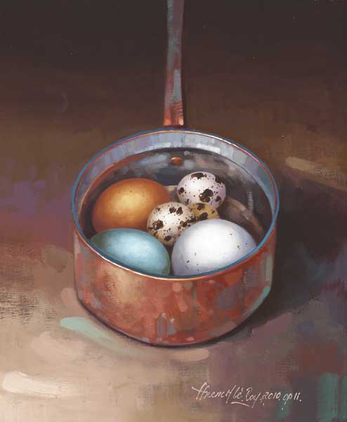 DUCK EGGS IN COPPER POT, 2010 by David Ffrench le Roy sold for �1,800 at Whyte's Auctions