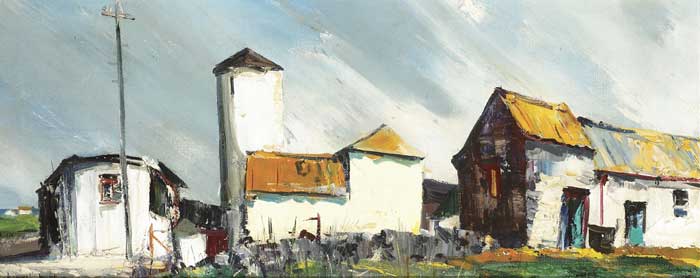 FARM BUILDINGS AND TELEPHONE WIRE by Kenneth Webb RWA FRSA RUA (b.1927) at Whyte's Auctions