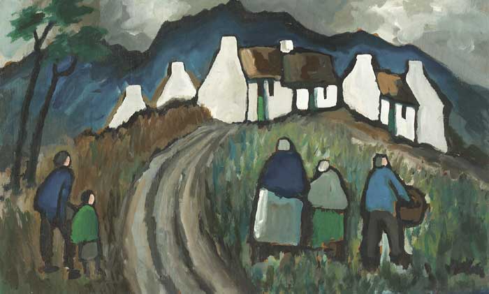 VILLAGERS AND COTTAGES by Markey Robinson (1918-1999) at Whyte's Auctions