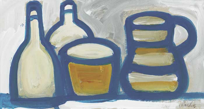 STILL LIFE WITH BOTTLES AND PITCHER by Markey Robinson (1918-1999) at Whyte's Auctions