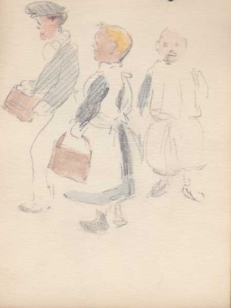 THREE CHILDREN STANDING by Jack Butler Yeats RHA (1871-1957) at Whyte's Auctions