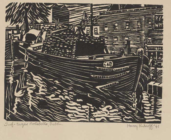 TURF-BARGES, PORTOBELLO, DUBLIN, 1941 by Harry Kernoff RHA (1900-1974) at Whyte's Auctions