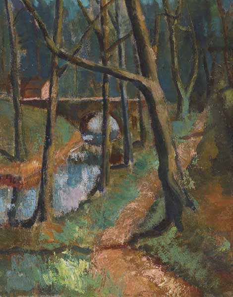 RIVERSIDE PATH WITH TREES AND BRIDGE, 1940-44 by Sidney Smith FRSA (1912-1982) at Whyte's Auctions
