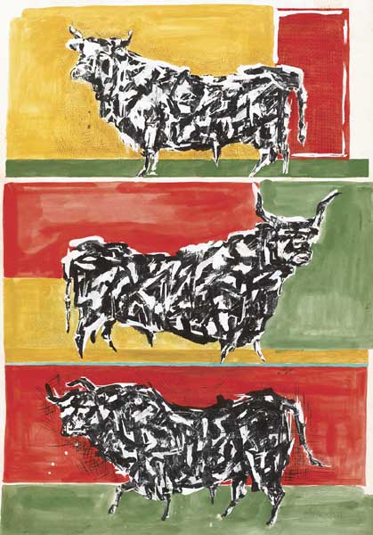 THREE BULLS, 1971 by John Behan RHA (b.1938) at Whyte's Auctions