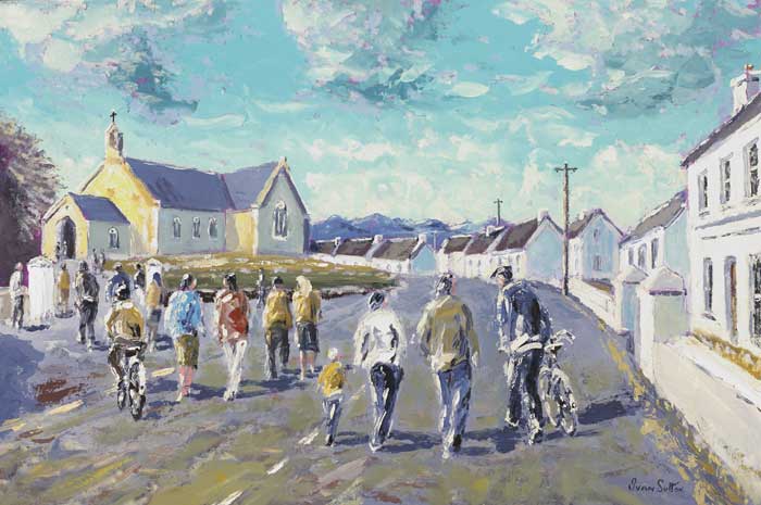 GOING TO MASS, ROUNDSTONE, COUNTY GALWAY by Ivan Sutton sold for �3,600 at Whyte's Auctions