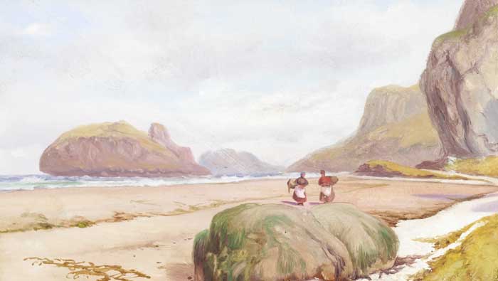 COCKLE PICKERS and MAN WITH CART ALONG THE SHORE (A PAIR) by James Mahony sold for �550 at Whyte's Auctions