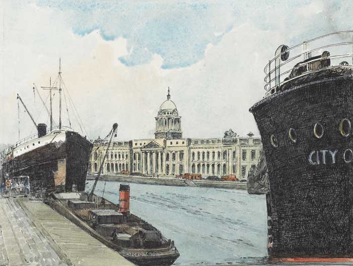 THE CUSTOMS HOUSE, DUBLIN by Flora H. Mitchell (1890-1973) at Whyte's Auctions