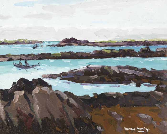 CURRAGH IN A CONNEMARA INLET by Henry Healy RHA (1909-1982) at Whyte's Auctions