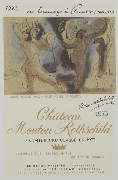 EN HOMMAGE A PICASSO - CHATEAU MOUTON ROTHSCHILD, WINE LABEL, 1973 by Pablo Picasso sold for �1,050 at Whyte's Auctions
