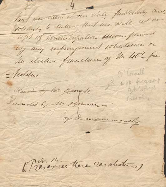 Circa 1828. Daniel O'Connell handwritten Resolutions at Whyte's Auctions