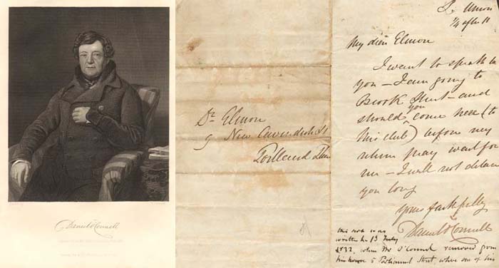 1832 (13 July) letter written and signed by Daniel O'Connell and two prints at Whyte's Auctions